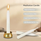 Mini Taper Candle Meditation Candles,White 20 Minute Prayer Candlestick Dripless Beeswax Candles with Brass Candle Holder for Yoga & Spiritual Rituals,30-WHI - color: MCBEE30PC-WHITE