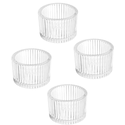 PATIKIL 4 Pcs Tealight Candle Holder, Tea Lights Candle Holder Glass Votive Candle Holders Glass Candle Holders for Table Centerpiece Decor Wedding Dinner Party, White - color: White