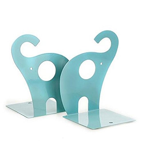 Wendin 1pair Cute Elephant Nonskid Bookends Art Bookend (Blue Elephant) - color: Blue Elephant