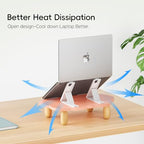 AFOOYO Adjustable Wood Laptop Stand, Ergonomic Height Angles Computer Stand, Cloud-Shaped Holder Riser Notebook Stand for Desk Compatible with Air, Pro, Dell, HP, Lenovo More 10-17.3" Laptops, Pink - color: Pink