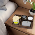 MultiBey 5-Slot Walnut Valet Tray Organizer | Wooden Valets Tray for Nightstand, Dresser & Desk |EDC Catchall Trays with 5 Sections for Jewelry, Wallet, Watch, Keys, Earbuds (Walnut) - color: Walnut - 5 Compartments