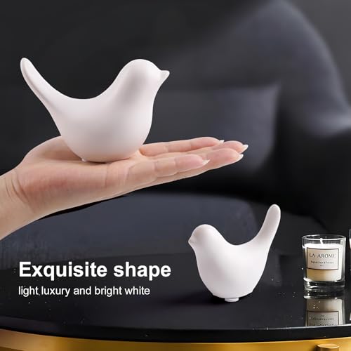 Elegant White Small Bird Sculptures,Modern Abstract Art Pieces for Bookshelf Decor, Coffee Table Decor, and Luxury Home Decor Accents(2Pcs White Birds) - color: White