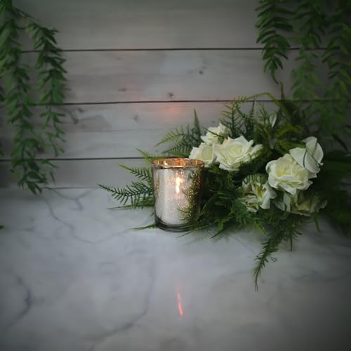 WGV Silver Speckled Tea Light Votive Candle Holder 2.2x2.75, Small Tiny Utility Cylinder Mercury Glass Vase, Home Accent Decor, 1 Pc - color: Silver-cylinder-2.75"