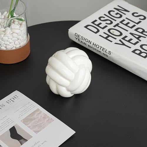Small Ceramic Knot Decor, Chain Link Decor, Coffee Table Decor, Book Shelf Decor, Entry Table Decor, Aesthetic Minimalist Decorative Objects for Modern Home Living Room, Desk Decor for Office (White) - color: White