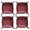 HARFINGTON 4pcs PU Leather Valet Tray Unisex Folding Small Catchall Tray Portable Entryway Table Tray Nightstand Bedside Desk Tray for Key Wallet Watch Coin Jewelry Dice, Wine Red - color: Wine Red
