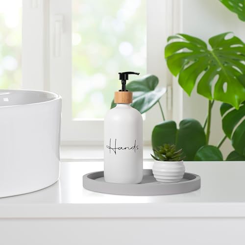 Silicone Bathroom Tray Round Vanity Tray Decorative Soap Holder Kitchen Countertop Organizer Coffee Table Decor for Candle, Perfume, Plant, 9 Inch, Light Grey - color: Light Grey, size: 9"