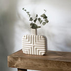 Mikasa Geometric Square Stoneware Ceramic Vase, 8.43x2.44x8.35 Inch - size: 8.4 Inch