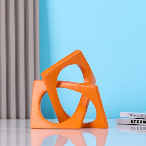 LCCCK Modern Geometric Sculpture Orange Knot Statue Decor, Home Orange Bookcase Centerpiece Jax Decorative, Geometric Tabletop Sculpture and Figurines, for Home Decor Accent Cube Decorative Ornaments - color: Orange