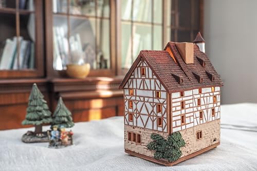 Ceramic Art Handmade Tealight Candle Holder Room Decoration Handcrafted Collectible Miniature Aroma Light House Pilatus Hause in Nurnberg, Germany B338AR