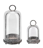 6" & 4" Wide Versatile Modern Metal Hurricane Lantern with Handmade Sturdy Glass Dome in Shabby Black for Pillar Candle & Plants, Industrial, Farmhouse, Shabby Chic (Black Shabby, 4"x7.5" &6.3"x11.2") - color: Black Shabby, size: 4"x7.5" & 6.3"x11.2"
