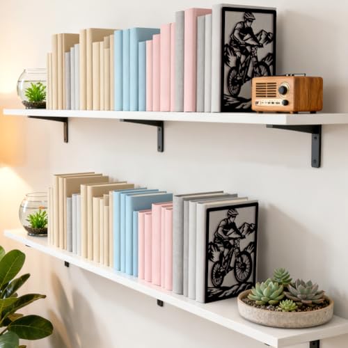 Peacoblue Metal Bookends for Shelves, Modern Decorative Heavy Duty Study Book Ends Stoppers for Office Desk Shelf, Room 5.3"x4.3"x7.9" Cast Iron Tall Bookends 1 Pair (Mountain Off-Road Cyclist) - style: Mountain Off-Road Cyclist