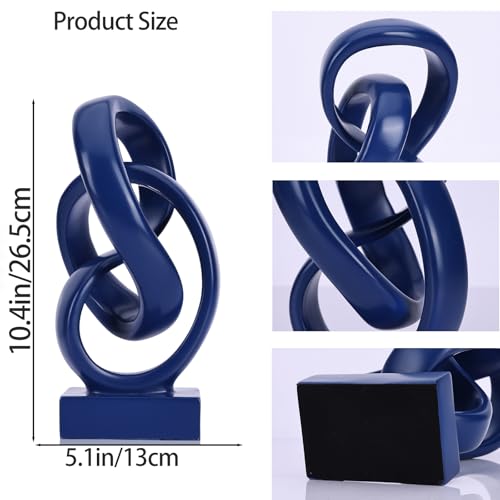 DOVDOV Abstract Blue Knot Sculpture, Geometric Decorative Statue, Blue Decor for Living Room Coffee Table Bookshelf Top, Office TV Cabinet Entryway Table Top Decor. - color: Blue