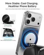 2026 Magnetic Wireless Charging Station, 15W Ultra-Fast Charger Stand for iPhone 17 16 15 14 13 12 Pro Max, 5W for Apple Watch&Airpods, 2-in-1 Foldable Charger for Home/Office/Travel(with 30W Adapter) - color: Black