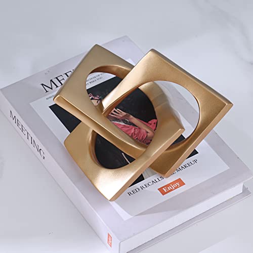 Modern Geometric Sculpture Gold Knot Statue Decor, Home Gold Bookcase Centerpiece jax Decorative, Geometric Tabletop Sculpture and Figurines, For Golden Home Decor Accent, Cube Decorative Ornaments - color: A