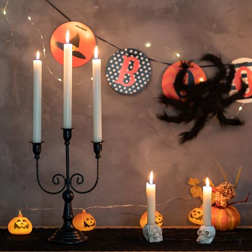 Romadedi Candelabra Black Candle Holders: 3 Arm Halloween Candlestick Holder 11.8" Gothic Home Decor for Party Table Centrepiece Mantel Christmas, Set of 2 - color: Black-3arm, size: 2pcs