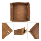 Hide & Drink, Leather Catchall Change Keys Coins Jewels Box Tray Big Storage, Handmade, Single Malt Mahogany - color: Single Malt Mahogany