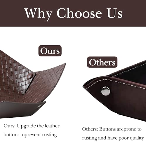 KINIVA 2 Pack PU Leather Jewelry Valet Tray for Men Women,Small Key Bowl for Entryway Table,Portable Travel Catchall Dice Tray (Bowl-Coffee-2pcs) - style: Bowl-Coffee-2pcs