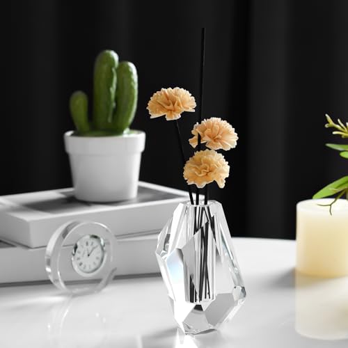 Crystal Vase Home Decor 4.72IN, Multi-Faceted Design Vase Centerpieces Decorations for Wedding or Gift, Clear Color with Gift Box - size: X-Small
