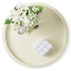 Hanobe Decorative Tray for Coffee Table: Round Ottoman Tray for Living Room 12" Modern Dining Table Organizer Decor Dresser Display Entryway Countertop Cream White