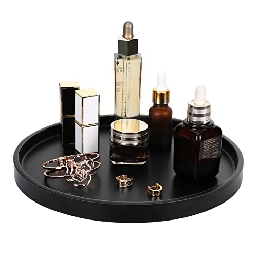 Shinowa Vanity Tray, Resin Bathroom Decorative Tray Catchall Organizer Jewelry Dish Tray for Bathroom Bedroom Counter-top Vanity Organization Vanity Table Jewelry Organizer, Matte Black - color: Black