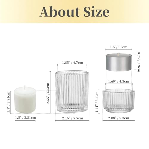 Hewory Glass Tealight Candle Holder: 8 Pcs Tea Lights Candle Holder Clear Votive Candle Holders for Table Centerpiece, Tea Light Holders Glass Candle Holder for Wedding Party Living Room Home Decor - color: Clear, size: 8PCS