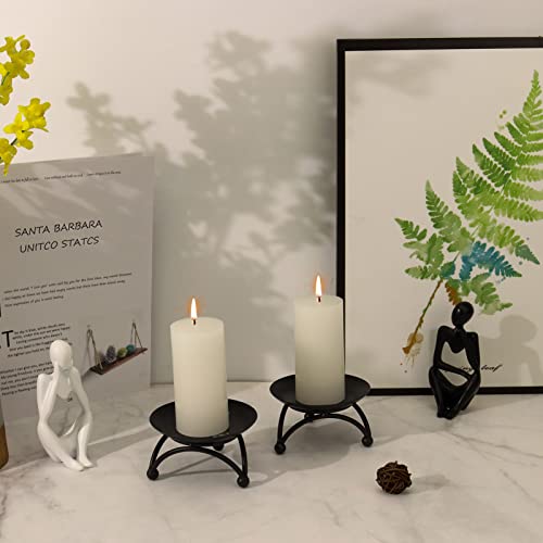 Pillar Candle Holder, Iron Candle Stand, Candle Plate, Candlesticks for Pillar Candles, Black Candle Tray for Party Wedding Table Home Decoration (Set of 2) - color: Black - Set of 2