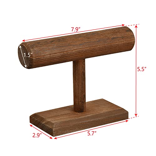 MOOCA 2 Pcs Wooden Jewelry Display Stand, Bracelet Watch Holder Display for Store, 7.9 W x 2.9 D x 5.5 H in, Brown Color - color: 3) Brown