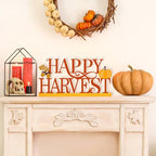 COCHIE Metal Happy Harvest Sign, Orange Fall Decorations for Home, Office, Shelf, Mantel, Indoor, Autumn Pumpkin Decoration, Hello Fall Leave Decor (Harvest) - style: Harvest