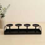 Rectangular Candle Holder, Black Metal Candle Stand | Modern Multi-Candle Display | for Dining Table, Bar Top Decor | Length 36CM/14.2 Inches