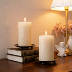 8 PCS Black Iron Candle Stick Holders for Pillar Candles, Candle Stand Tray for Table Decor, Available for Weddings, Holidays, Birthday Parties