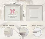 WODMIS Christian Coquette Bow Ceramic Jewelry Tray Dish, Preppy Aesthetic Ribbon Jewelry Plate Ring Trinket Dish, Trendy Bible Verse Gifts for Women Bestie Best Friends - color: Pink-4