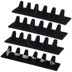 4 Pcs Black Velvet Ring Display, 6 Finger Rings Display for Ring Storage