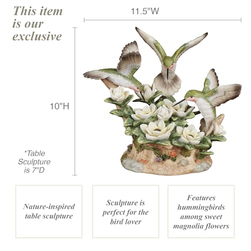 Touch of Class Dancing Hummingbirds and Magnolias Birds Table Sculpture Ivory and Green | Floral Flower Designs