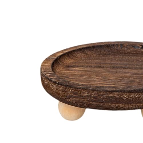 Vaveren Wooden Riser Tray Holder Plate Organization Serving Pedestal Stand Jewelry Display for Cabinet Fireplace Kitchen Counter , 13cmx13cmx4.5cm - color: Round 13x4.5cm