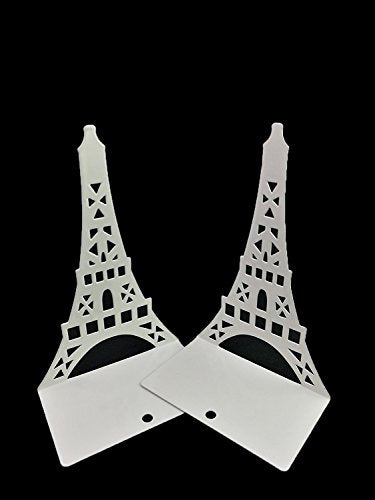 One Pair Creative Paris Eiffel Tower Book Organizer Metal Bookends for Kids School Library Desk Study Home Office Decoration Gift (White) - color: White