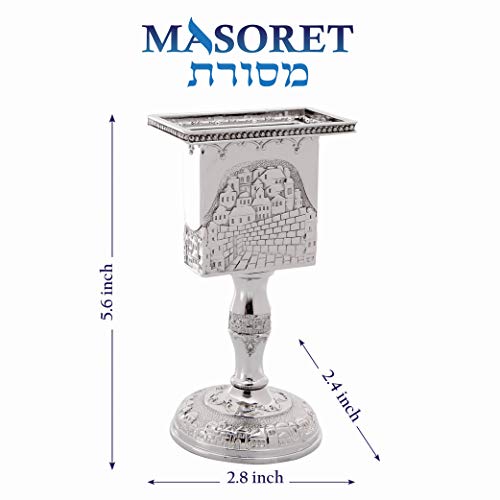 Nickel Havdalah Candle Holder 5.6 Inches Octagon Havdalah Candle Holder, Elegant Jewish Hanukkah Candleholder Stand - color: Octagon Havdalah 2