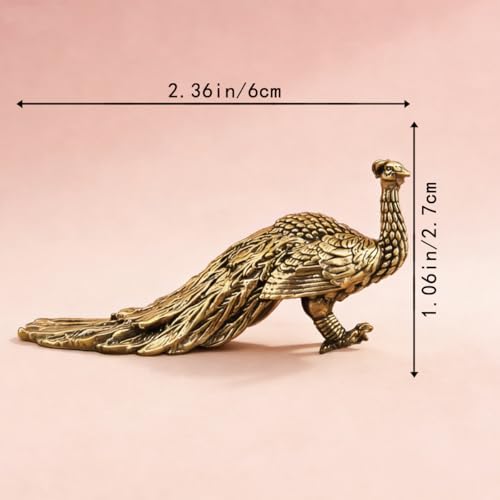 Vintage Mini Peacock Brass Figurine Cute 3D Aminal Statues for Home Office Table Desk Mantle Decor Tea Pet Decoration Funny Gifts for Women Men Friend (HTBJ3609) - color: Fdjlcs3609
