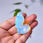 Natural Opal Crystal Raven Statue 2" Healing Crystal Handmade Sculpture Lucky Guardian Pocket Statues Reiki Meditation Office Home Decoration Gift - color: Opal