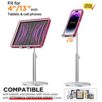 AICase Upgraded iPad Stand - Adjustable Desk Stand for iPad Pro 9.7, 10.5, 11, 12.9 Air Mini 5th/6th Gen, Samsung Tablet, Tab (3.5-13") - color: Silver - Upgraded