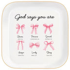 God Says You Are - Christian Bible Verse Jewelry Dish Trinket Tray - Unique Ceramic Ring Jewelry Tray for Women (Strong) - style: Strong