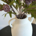 Wild Works Bailey Handmade Vase with 2 Ear Design 9.6'' Tall Ceramic Vase Retro Wabi-Sabi Style Floral Arrangement Vase Living Room Ceramic Flower Holder Hydroponic Planting（White