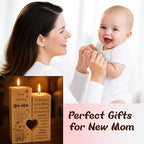 New Mom Gifts – Wooden Candle Holder with Poem – Gift for New Mom After Birth, Postpartum Gifts, Pregnancy Gifts for Expecting Mom, Push Presents, First Time Mom Gift - size: NEW MOM