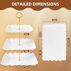 10 Pack Dessert Table Display Set - 4 x Three-Tier Square Cupcake Stands and 6 x Serving Trays, Elegant Tableware for Cakes, Cupcakes, Pastries, and Snacks, Perfect for Parties (White) - color: White