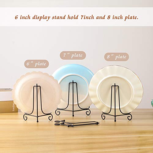 (2 pack)Iron Display Stand, Black Iron Easel Plate Display Photo Holder Stand, Displays Picture Frames, Cookbooks, Decorative Plates, Tablets and Art 6 Inch - color: Black, size: 6 inch(2 Pack)