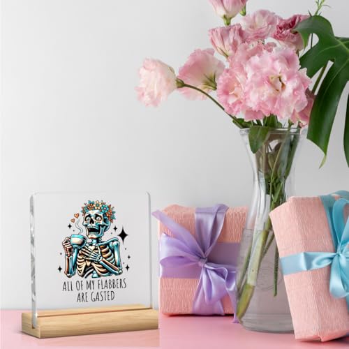 Skull Funny Office Decor Funny Desk Decor Coworker Gifts All Of My Flabbers Are Gasted Retractable Open Acrylic Humor Gift for Women Men Boss Coworker Home Office Decorations - color: All Of My Flabbers Are Gasted Retractable