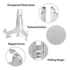Super Z Outlet Clear Plastic Easels, 3.5” Mini Display Stands for Light Items – 3 oz Capacity Holders for Place Cards, Small Photos, Trading Cards, Table Numbers, and Crafts (12 Pack) - size: 3.5 Inch