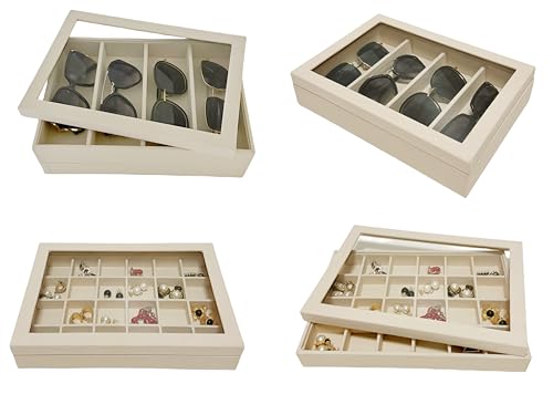See-Through Transparent Top Lid for Beige Velvet Jewelry Organization Trays - color: Top Lid