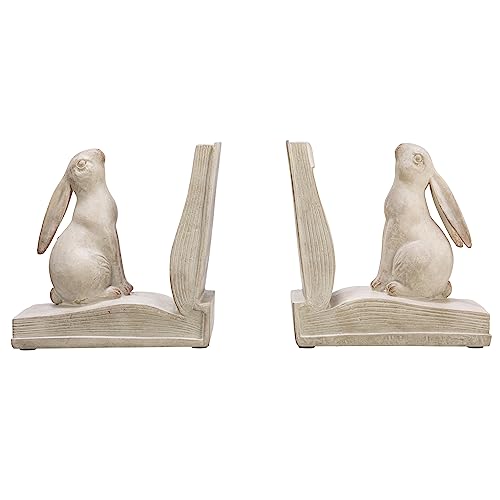 Bunny Rabbit Bookends, Set of 2, White Finish - color: White