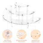 Dooiclear 3 Tier Acrylic Display Risers, Half Moon Cupcake Stand, Clear Perfume Organizer, Dessert Stand for Display, Clear Display Stand for Food, Cupcake, Perfume, Collections
