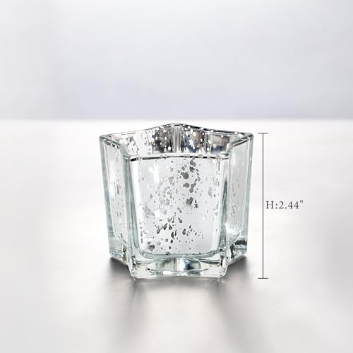 Letine 8pcs Silver Star-Shaped Candle Holders, Tea Light & Votive Candle Holders for Diwali, Wedding, Fall Table Centerpiece, Celestial Glow Jar, Lucky Star Jar & Holiday Decorations (2.44" H) - color: Silver, size: 8pcs